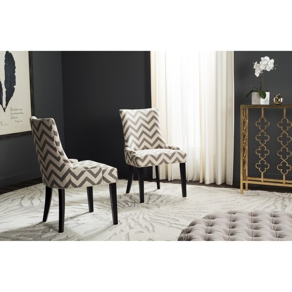 SAFAVIEH Dining Lester Grey White Zig Zag Chevron Dining Chairs