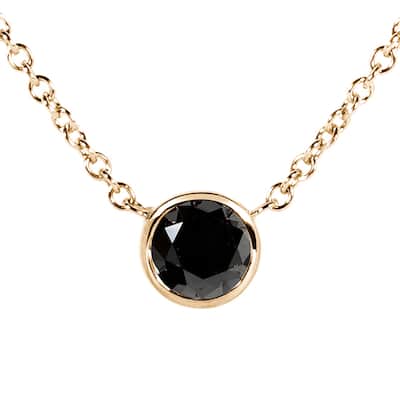 Annello by Kobelli 14k Yellow Gold 1/2ct Black Diamond Solitaire Bezel Pendant