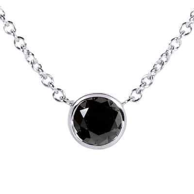 Annello by Kobelli 14k White Gold 1/2ct Black Diamond Solitaire Bezel Pendant