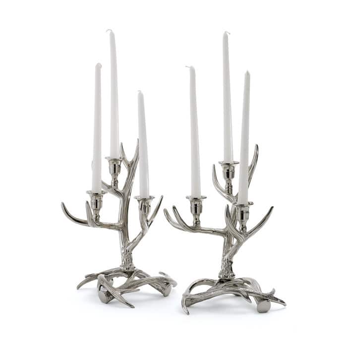 Polished Antler Metal Candelabras (Set of 2)
