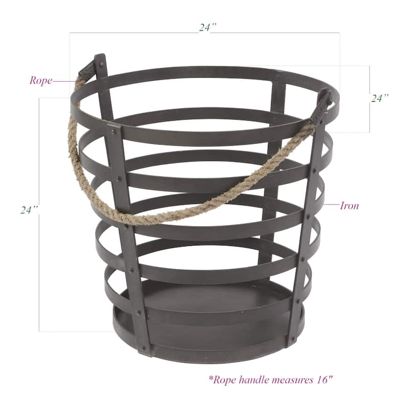 Black Iron Rope Handle Basket