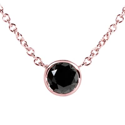 Annello by Kobelli 14k Rose Gold 1/2ct Black Diamond Solitaire Bezel Pendant