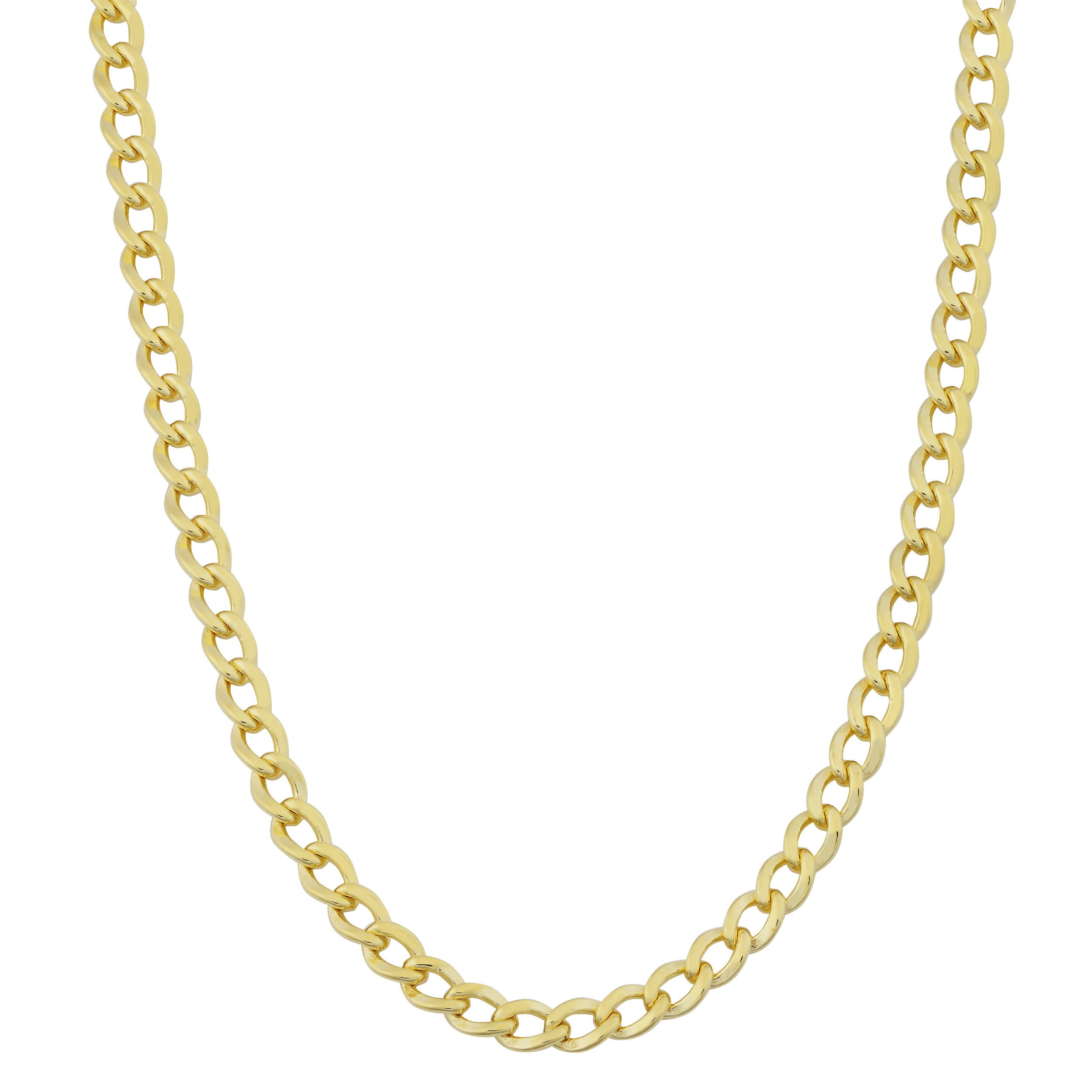 Au Naturale 14k Yellow Gold Filled 3.2mm High Polish Miami Cuban Curb Link Chain Necklace