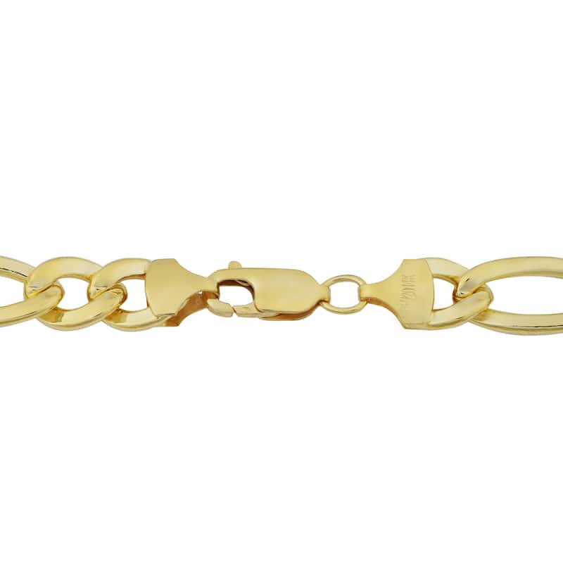 Fremada 14k Yellow Gold Filled Men's 8.8mm High Polish Solid Figaro Link Necklace