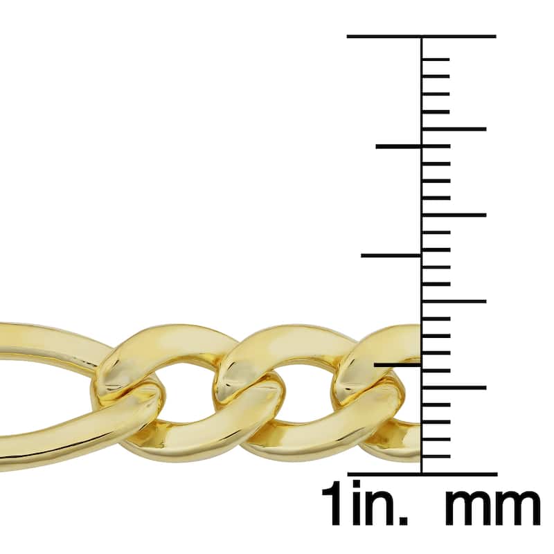 Fremada 14k Yellow Gold Filled Men's 8.8mm High Polish Solid Figaro Link Necklace