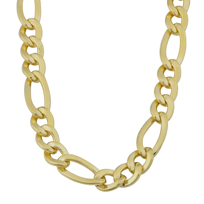 Fremada 14k Yellow Gold Filled Men's 8.8mm High Polish Solid Figaro Link Necklace