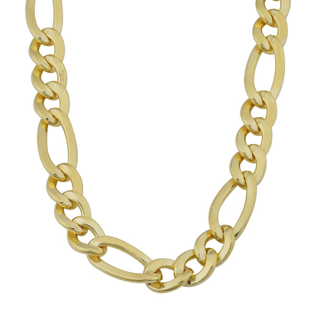 Fremada 14k Yellow Gold Filled Men's 8.8mm High Polish Solid Figaro Link Necklace