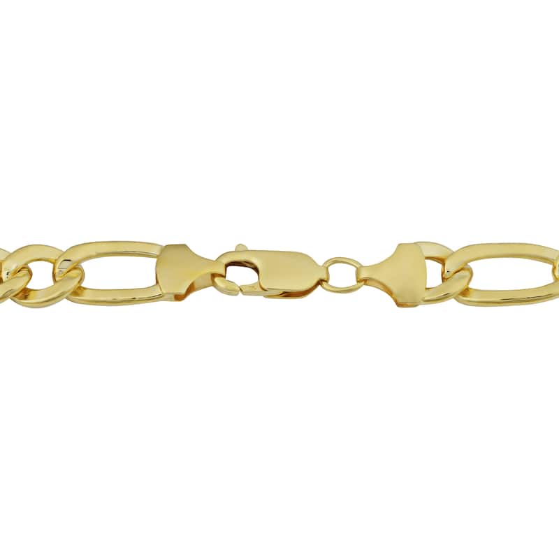 Fremada 14k Yellow Gold Filled Men's 7.7mm High Polish Solid Figaro Link Necklace