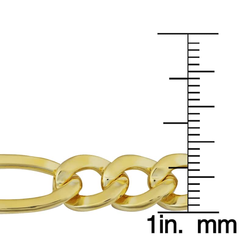 Fremada 14k Yellow Gold Filled Men's 7.7mm High Polish Solid Figaro Link Necklace