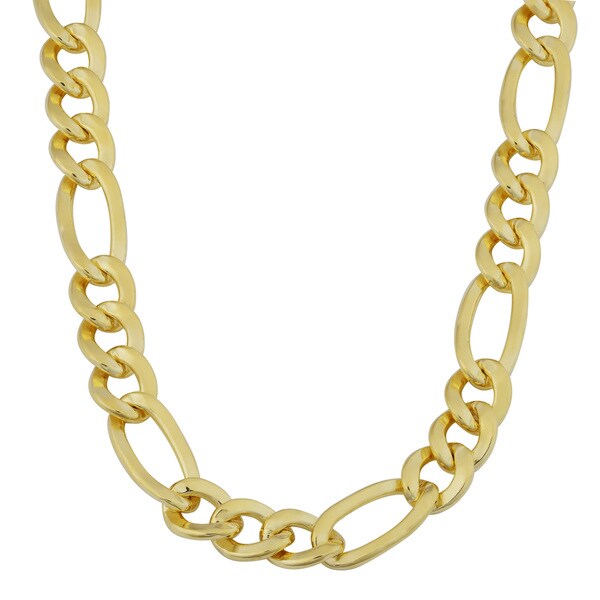 Fremada 14k Yellow Gold Filled Men's 7.7mm High Polish Solid Figaro Link Necklace