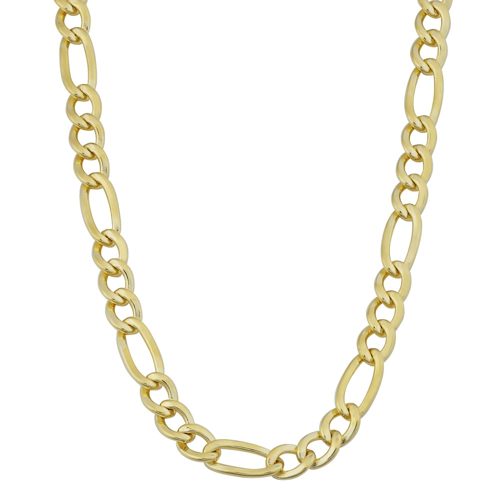 Au Naturale 14k Yellow Gold Filled Men's High Polish Solid Figaro Link Necklace (5 mm thick)