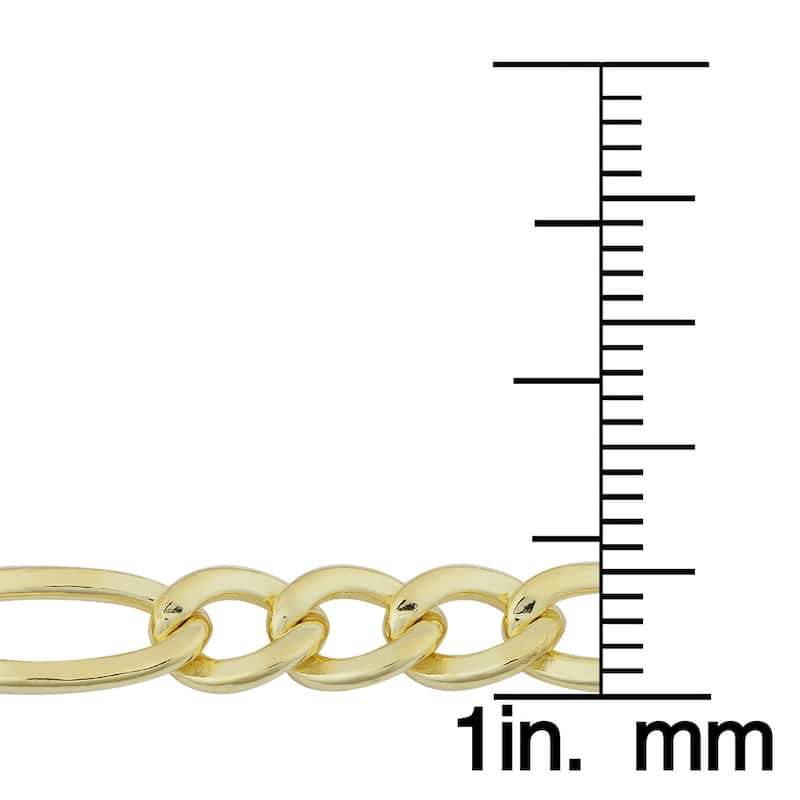 14k Yellow Gold Filled Men's High Polish Solid Figaro Link Necklace (5 mm thick)