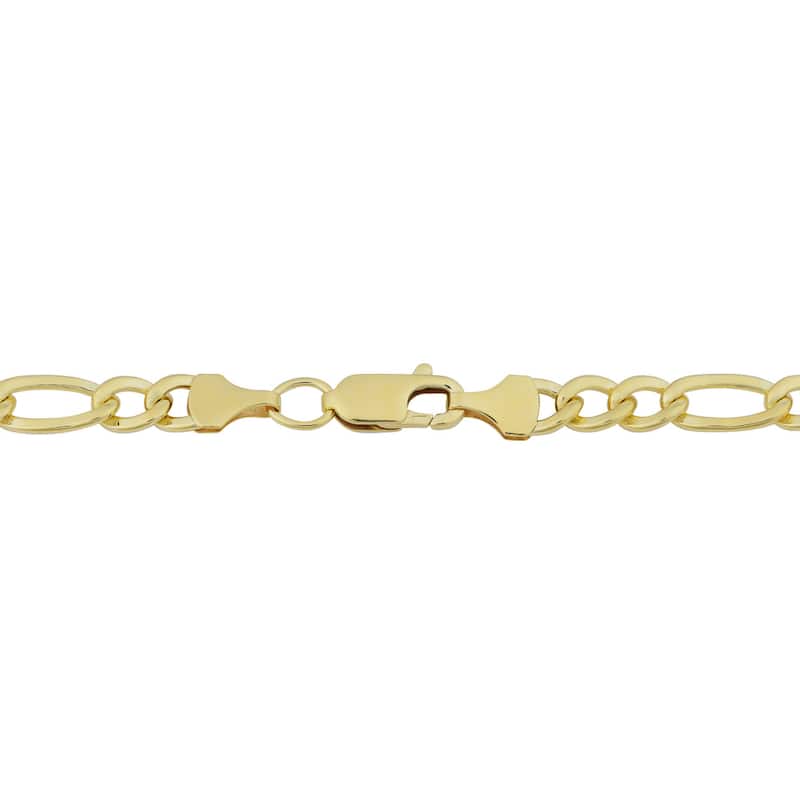 14k Yellow Gold Filled Men's High Polish Solid Figaro Link Necklace (5 mm thick)