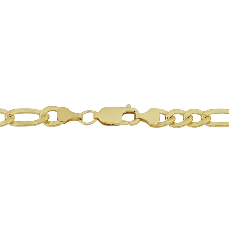 14k Yellow Gold Filled Men's High Polish Solid Figaro Link Necklace (6.2 mm)
