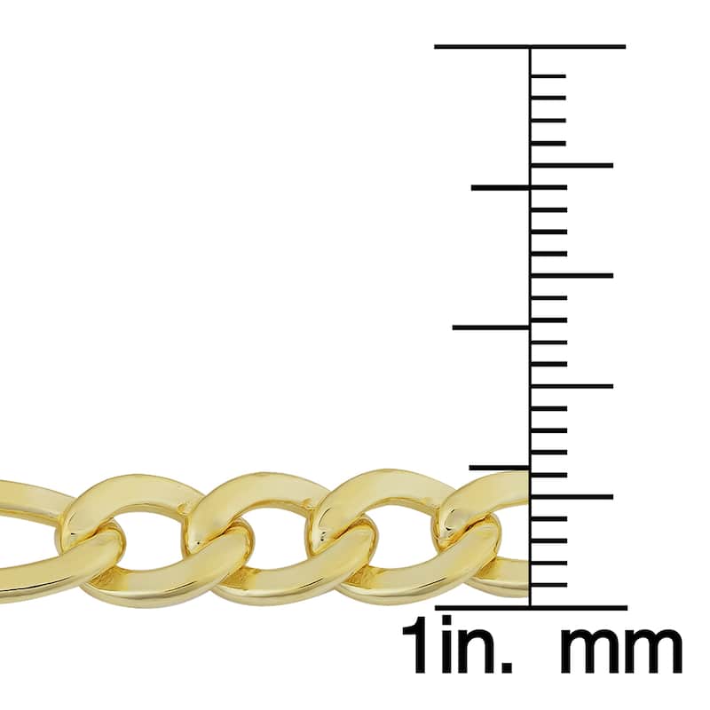 14k Yellow Gold Filled Men's High Polish Solid Figaro Link Necklace (6.2 mm)