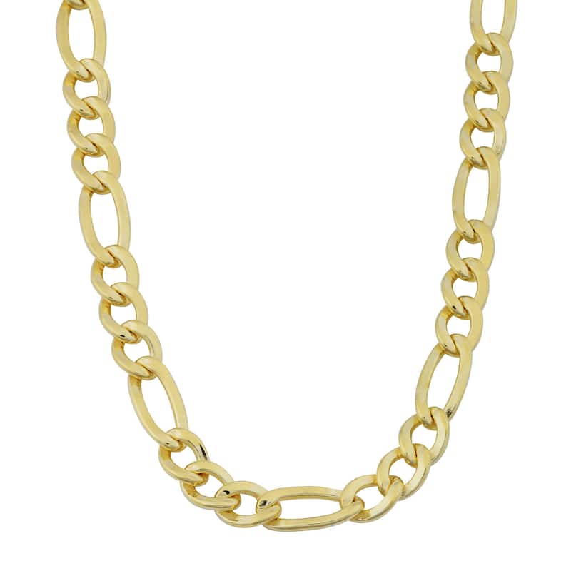 14k Yellow Gold Filled Men's High Polish Solid Figaro Link Necklace (6.2 mm) - 18 Inch