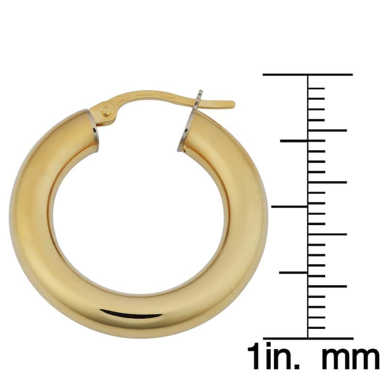 Fremada 18k Yellow Gold Italian 4x15-mm High Polish Hoop Earrings