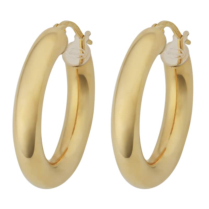 Fremada 18k Yellow Gold Italian 4x15-mm High Polish Hoop Earrings