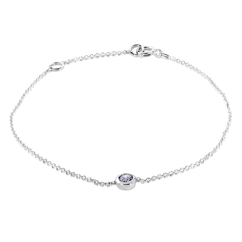 Annello by Kobelli 14k White Gold 1/4ct Diamond Solitaire Bezel Bracelet