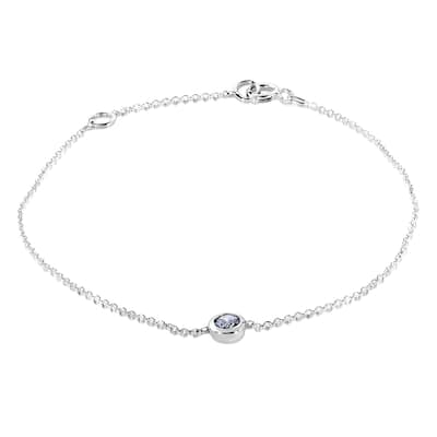 Annello by Kobelli 14k White Gold 1/4ct Diamond Solitaire Bezel Bracelet