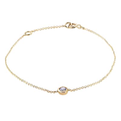 Annello by Kobelli 14k Yellow Gold 1/4ct Diamond Solitaire Bezel Bracelet