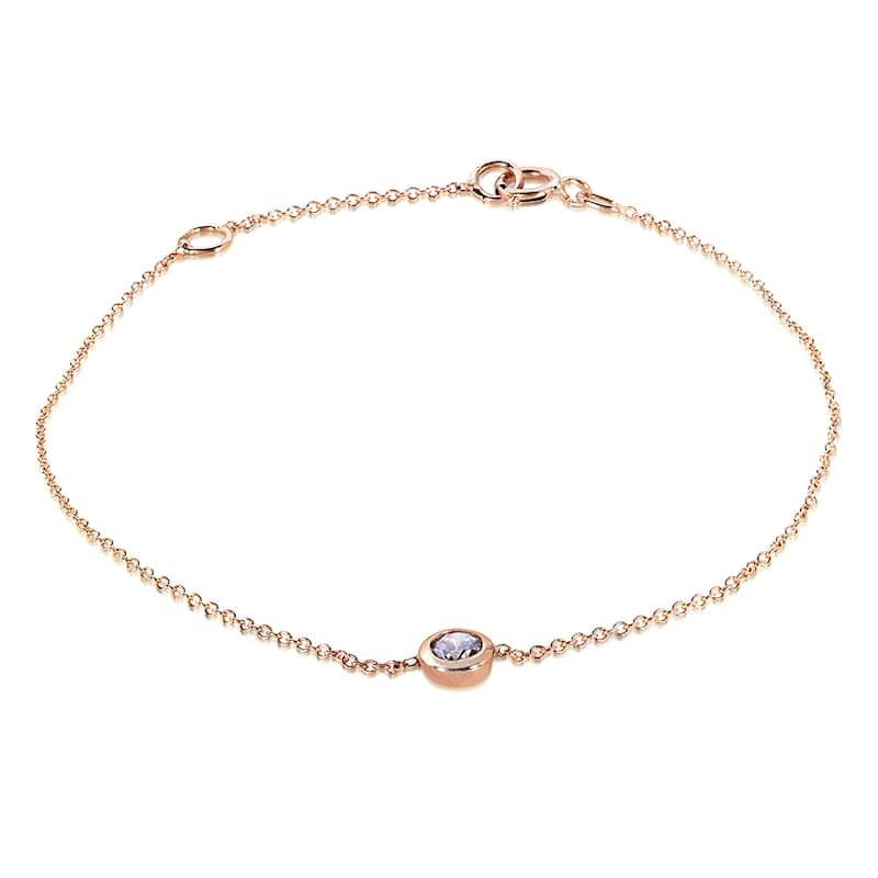 Annello by Kobelli 14k Rose Gold 1/4ct Diamond Solitaire Bezel Bracelet
