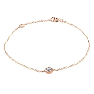 Annello by Kobelli 14k Rose Gold 1/4ct Diamond Solitaire Bezel Bracelet