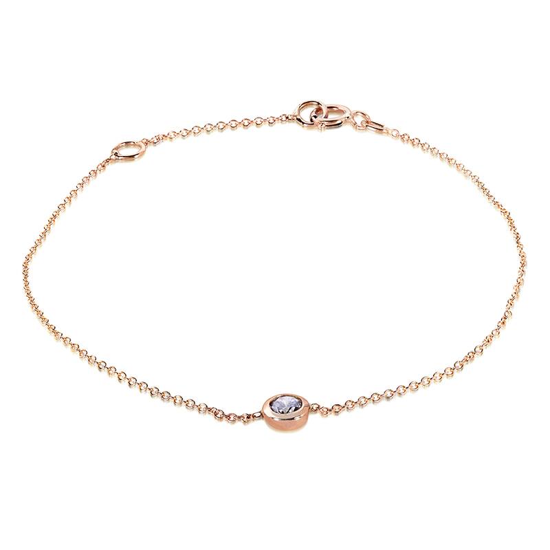 Kobelli 0.25 Carat Natural Diamond Solid 14k Rose Gold Bezel Minimalist Delicate Chain Bracelet