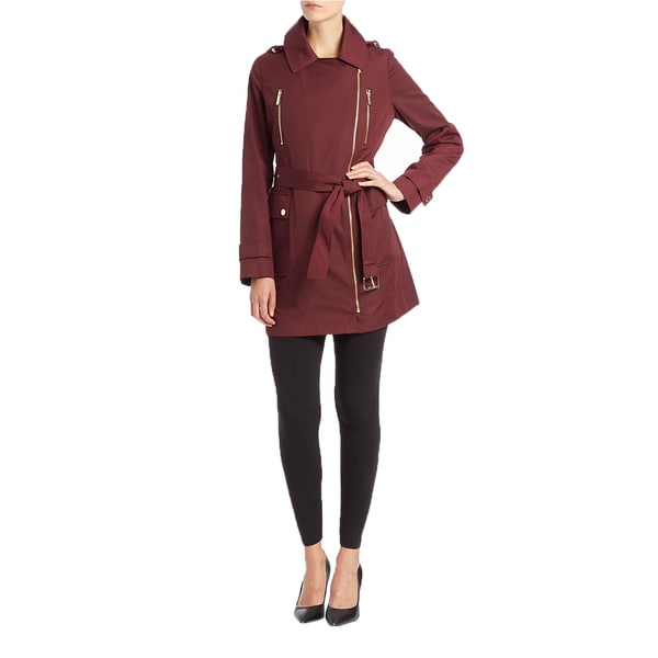 michael kors burgundy wool coat