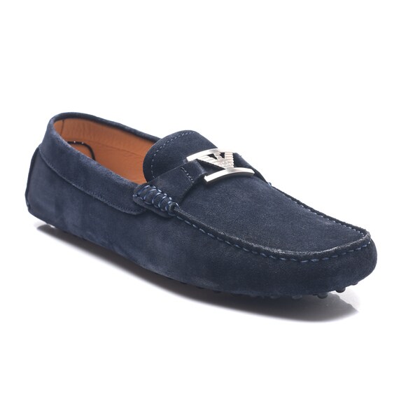 mens navy suede driving shoes