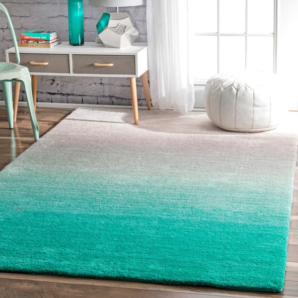 Shop nuLOOM Handmade Soft and Plush Ombre Shag Turquoise Rug 4' x 6