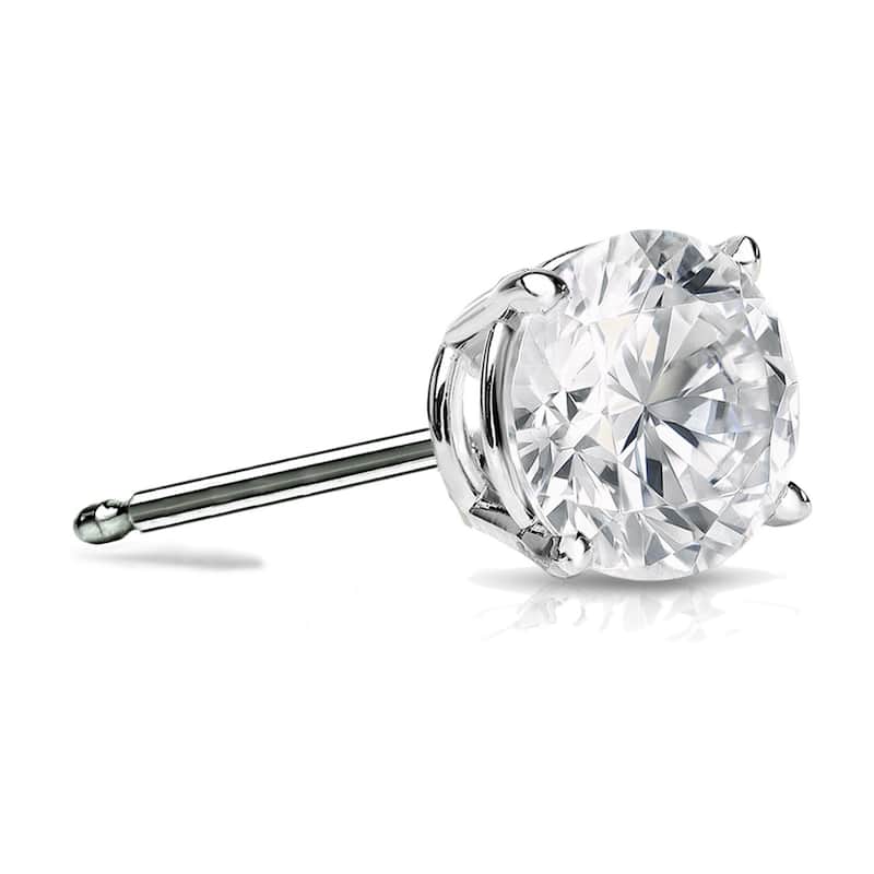 Auriya 1ctw Round SINGLE STUD (1) Diamond Earring 14k Gold - White