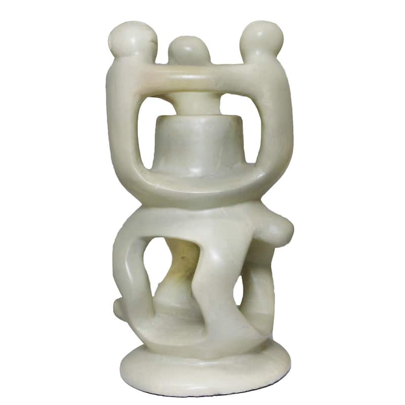 Handmade Ujamma Natural Stone Family Tree Candleholder (Kenya)
