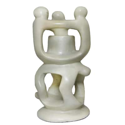 Handmade Ujamma Natural Stone Family Tree Candleholder (Kenya)
