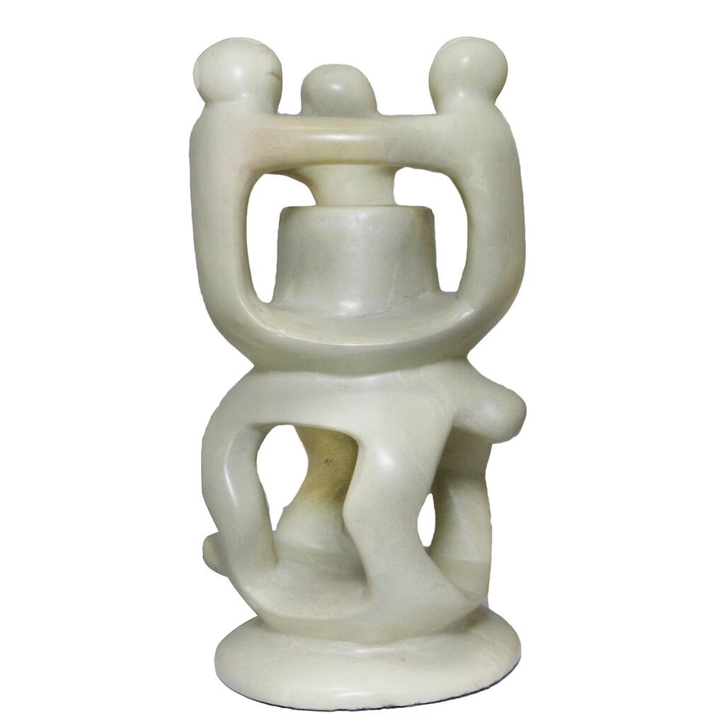Handmade Ujamma Natural Stone Family Tree Candleholder (Kenya)