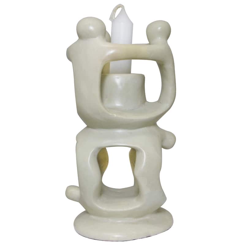 Handmade Ujamma Natural Stone Family Tree Candleholder (Kenya)