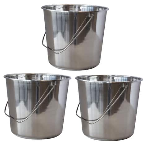 AmeriHome Large Stainless Steel Bucket Set  3 Piece