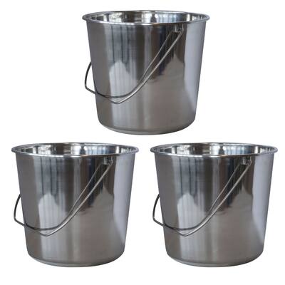 AmeriHome Medium Stainless Steel Bucket Set – 3 Piece