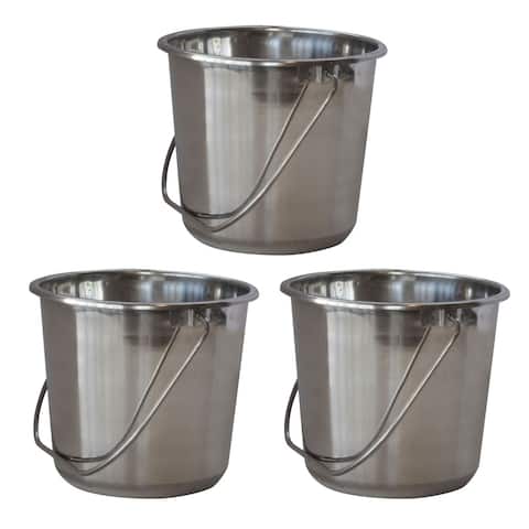 AmeriHome Small Stainless Steel Bucket Set  3 Piece