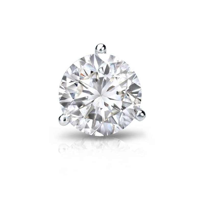 Auriya 1ctw Round SINGLE STUD (1) Diamond Earring 14k Gold 3-Prong Martini