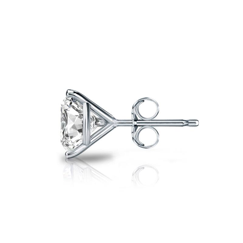 Auriya 14k Gold 1ct TDW 3-prong Martini Round SINGLE STUD (1) Diamond Earring