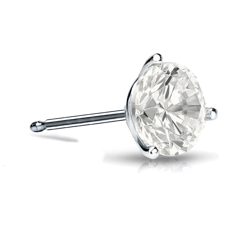 Auriya 14k Gold 1ct TDW Round SINGLE STUD (1) Diamond Earring - White