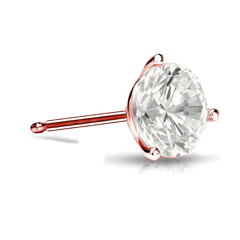 Auriya 14k Gold 1ct TDW Round SINGLE STUD (1) Diamond Earring - Rose