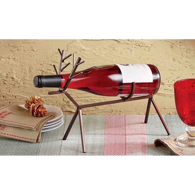 Tag Reindeer Wine Bottle Holder - Antique Bronze