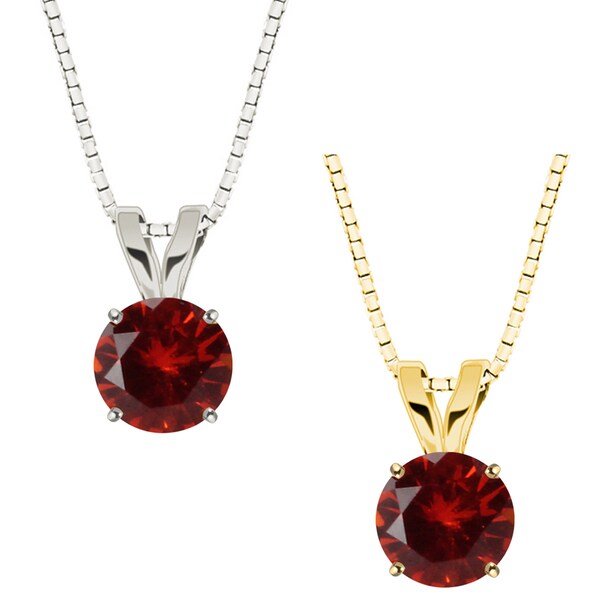 Shop 10k Gold Round Garnet Solitaire Pendant Necklace - On Sale - Free Shipping Today ...
