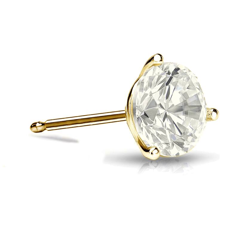 Auriya 1ctw Round SINGLE STUD (1) Diamond Earring 14k Gold 3-Prong Martini