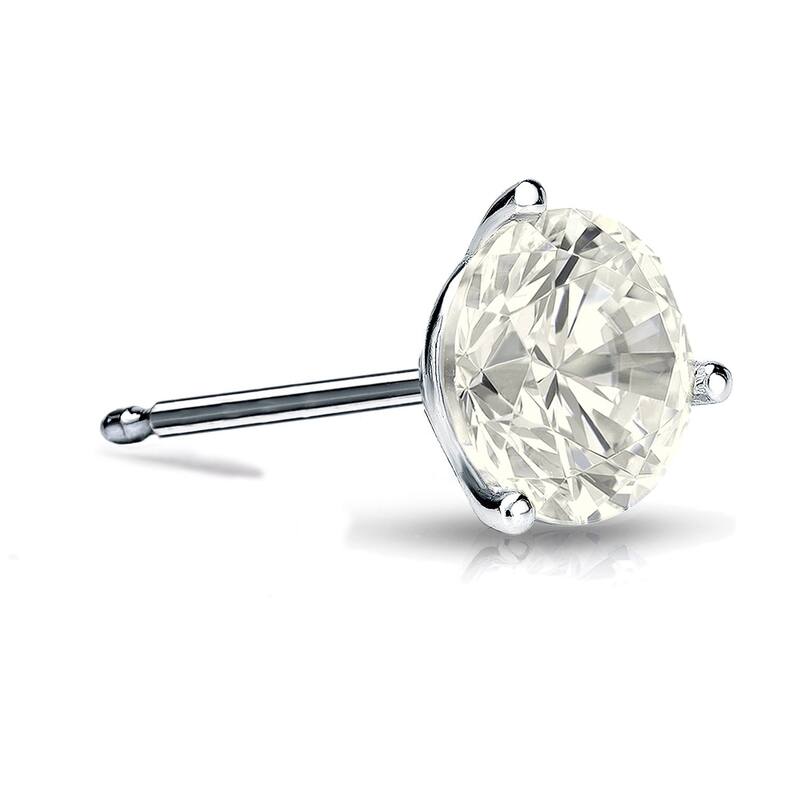 Auriya 1ctw Round SINGLE STUD (1) Diamond Earring 14k Gold 3-Prong Martini - White