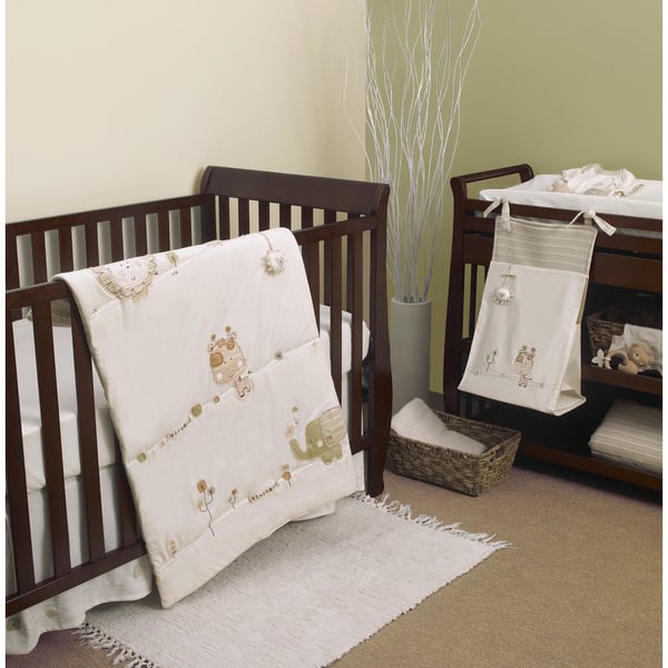 slide 1 of 1, Natures Purest Sleepy Safari 4-piece Crib Bedding Set