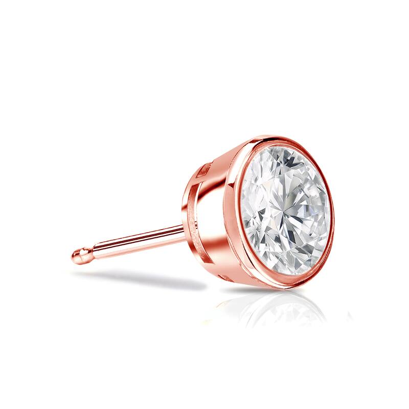 Auriya 14k Gold 1/4ct TDW Bezel-Set Round SINGLE STUD (1) Diamond Earring