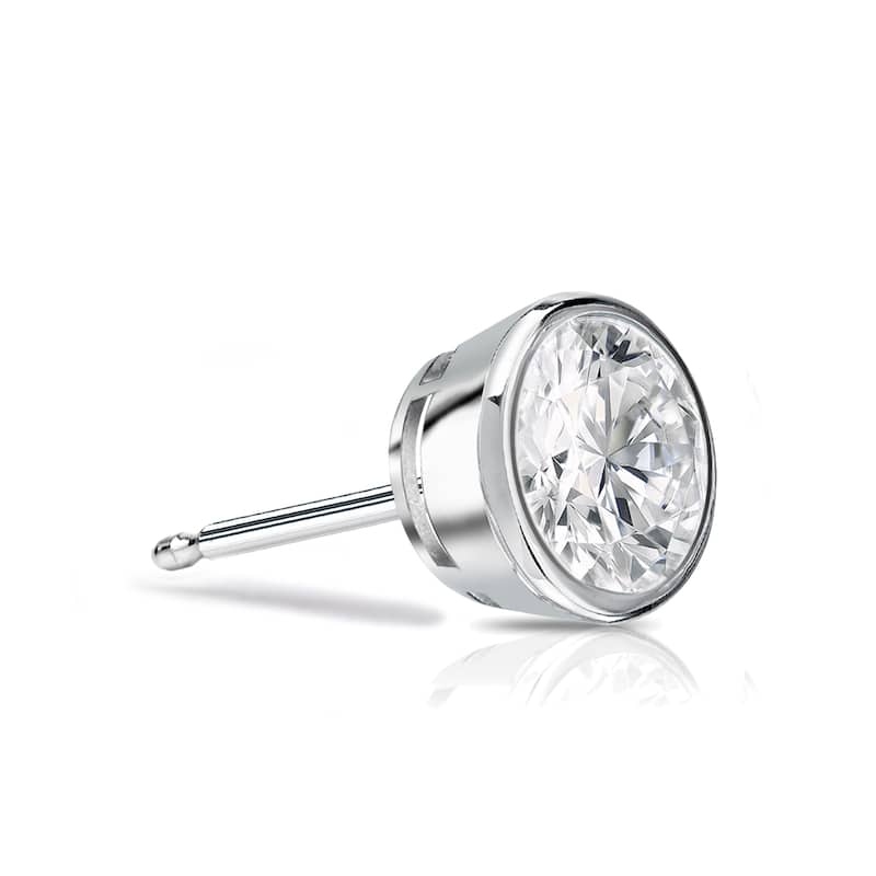 Auriya 14k Gold 1/4ct TDW Bezel-Set Round SINGLE STUD (1) Diamond Earring